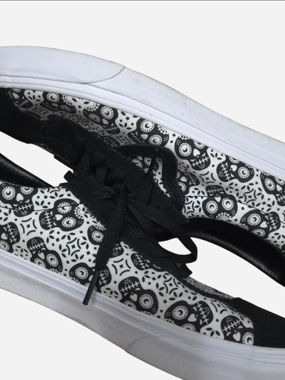 Vans Black & White Skull-Pattern Lace-Up Sneakers